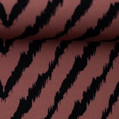 Viskose | AMALIA Chevron Zacken | Schwarz Altrosa